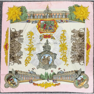 Hermes Silk Scarf Carre 90 Sanssouci Pink 100% Silk